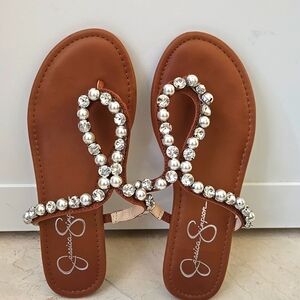 Jessica Simpson Brown and Pearl Sandals Size 6 Women